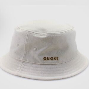 Gucci Canvas Bucket Hat with Gold Logo